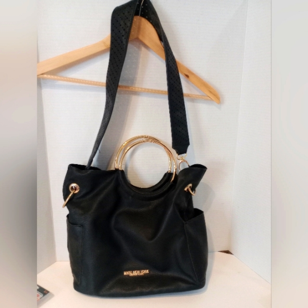 MARC NEW YORK ANDREW MARC HANDBAG BLACK LEATHER